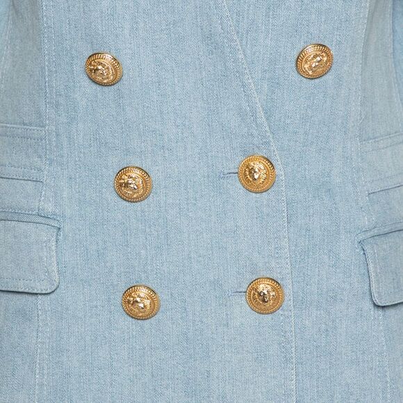 Balmain Blue Denim Double Breasted Mini Dress L - Picture 4 of 4
